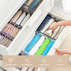 Wardrobe Clothes Organizer 7 Grids Portable Closet Organizer Mesh Separation Storage Box Foldable Closet Drawer Organizer for Underwear Socks Scarves Leggings (Grey, 2 Leggings Grid) - size: 2 Leggings Grid