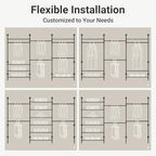 Timate F3 Plus Wall Mounted Clothes Rack Industrial Pipe Clothing Rack for Hanging Clothes, Heavy Duty Clothes Rack with Shelves, Expandable Garment Rack Wall Closet System, Black Pipe Closet Kit - color: Black, size: F3 Plus