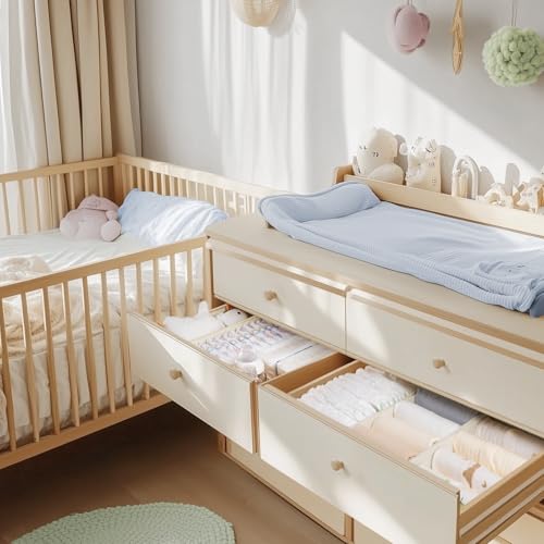 Criusia Drawer Organizer Clothes, 21 Pack Dresser Organizer for Baby Clothes, Underwear, Sock - Foldable Closet Organization and Storage Dividers Bins for Nursery, Bedroom (Beige) - color: Beige, size: 21PACK