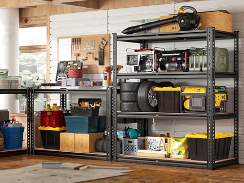 REIBII 40" W Storage Shelves 2000LBS Adjustable Garage Shelving Metal Heavy Duty 4 Tier Garage Shelves 60" H Metal Shelves for Closet Pantry Kitchen Warehouse 40" W × 20''D × 60''H - size: 20"D x 40"W x 60"H