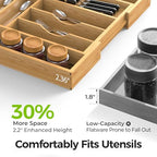Bamboo Kitchen Drawer Organizer, Expandable Silverware Organizer with Removable Knife Block, 6-8 Slots- Utensil Holder & Cutlery Tray Drawer Dividers, 2.36" Deep for Extra Capacity, Natural - color: Natural