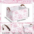 Boao 3 Pcs Pink Bow Storage Bin Coquette Collapsible Large Storage Baskets for Gifts Empty Candy Holiday Decor Canvas Laundry Basket Foldable Box with Handle for Office Home Bedroom Clothes - style: Pink Bow