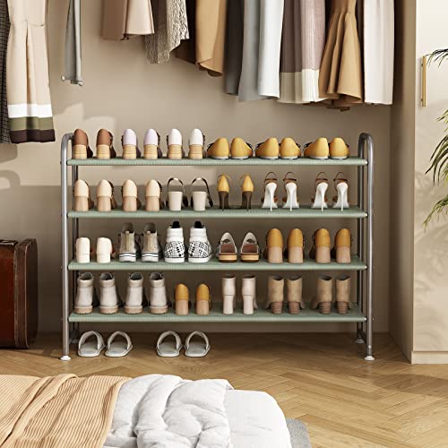 INGIORDAR Shoe Rack 4 Tier Long Storage Organizer Wide Metal Shoe Shelf for Closet Entryway Grey - color: Grey, size: 4 Tier
