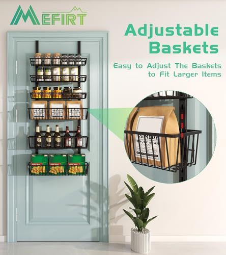 Mefirt Over The Door Pantry Organizer, Pantry Organization and Storage, 8-Tier Deep Baskets Hanging Heavy-Duty Metal, Wall Spice Rack Seasoning Shelves for Home & Kitchen, Laundry Room Bathroom, Black - color: Black, size: 8-Tier (16"W)