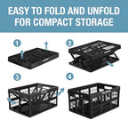 CleverMade Collapsible Utility Crates, Obsidian, 3 Pack, 45L/11 Gal, 66 lbs Capacity, Stackable Containers, Heavy Duty, Space-Saving Baskets,Polypropylene (PP) - color: Obsidian, size: 45L - 3 Pack