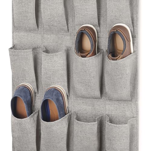 Whitmor Over the Door Shoe Organizer - 20 Section - Black Herringbone - size: 20 Pocket Black Herringbone