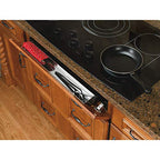 Rev-A-Shelf 25" Slim Tip-Out Sink Tray for Kitchen and Bathroom Base Cabinets, Large Pull Out Stainless Steel Storage Organizer, Silver, 6541-25-52 - size: 25" x 1.7" x 3"