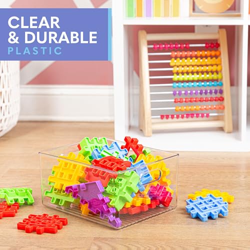 Plastic Food Storage 2 Pack Clear Container Bin with Handles for Organizing Kitchen, Pantry, Refrigerator, Freezer, Pantry, Cabinet, Closet, Bathroom 10”x8”x5” - size: 10x8x5