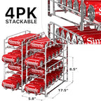 Simple Houseware Soda Can Organizer Stackable Rack Dispenser for Pantry/Refrigerator, Chrome, 4 Pack - color: Chrome