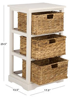 SAFAVIEH Home Collection – Halle Ivory 3-Drawer Basket Storage Side Table, Coastal Accent Design, Fully Assembled (AMH5738K) - color: Ivory
