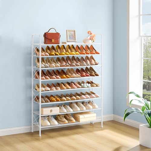 Hoctieon 8 Tier Shoe Rack for Closet, Durable Mesh Style Shoe Rack, Entryway Shoe Shelf, Shoe Storage Organizer for Hallway, Bedroom, Living Room, Wardrobe, White - color: White, size: 8 Tier