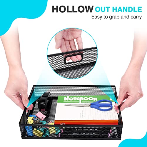 Office Drawer Organizer 3 Pack, Office Supplies Desk, Black Mesh Drawer Organizer Hold Pens & A4 Sized File, 12 x 9 Inches Visit the Store - style: 3 PACK