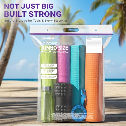 20 Gallon Heavy Duty Jumbo Storage Bags with Handle – 24" x 34" Resealable Zipper Top, Oversized Storage Solution for Clothes, Food, Pillow, Bedding, Household, BPA-Free, Pack of 5, 6 Mil Thick - size: 24x34 6mil Pack5