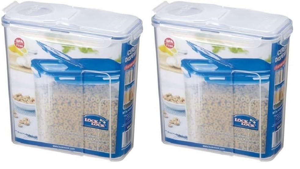 LOCK & LOCK Easy Essentials Food lids (flip-top) / Pantry Storage/Airtight containers, BPA Free, top-16.5 Cup-for Cereal, Clear (Pack of 2) - size: 16.5 Cup (Pack of 2)