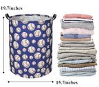 Baseball Kids Laundry Hamper, Large, Cotton & Linen, Waterproof PE Coating, Collapsible, Multi-purpose, Dinosaur Pattern - color: Baseball