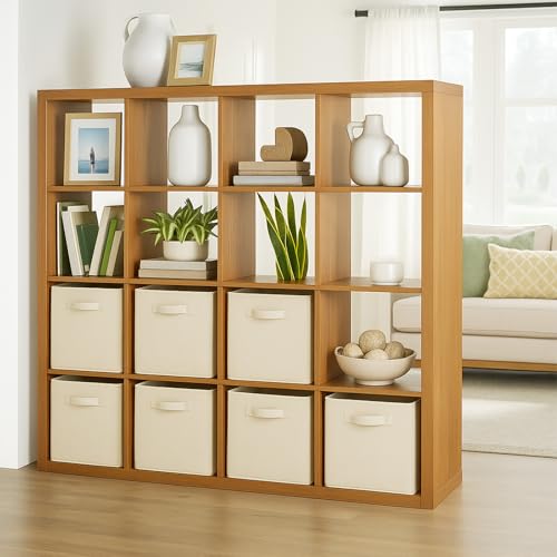 PowerKing Collapsible Storage Cubes with Handles, Fabric Foldable Bins for Closet Shelves, Durable Organization Storage Bins, 10.5'' x 11'' x 10.5'', 2 Pack, Cream - color: Cream, size: 2Pack
