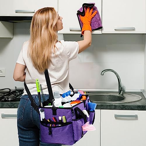 XL Professional Cleaning Caddy for Cleaning Suppliers, 17" Wearable Cleaing Bag for Housekeepers, Cleaning Organizer, Detailing Bag - color: Purple, size: X-Large