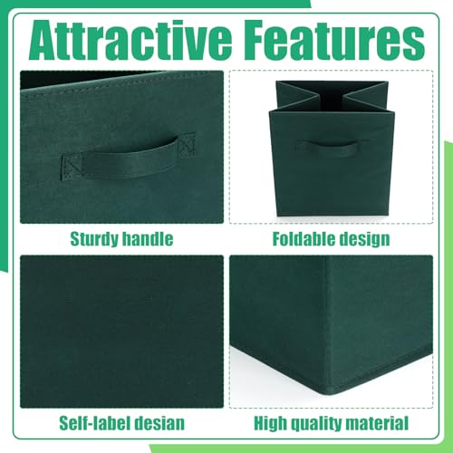 Karenhi 11" x 10. 5" x 10. 5" Green Storage Cube, 6 Pack Fabric Cube Storage Bins Organizer Box, Collapsible Baskets with Handles Foldable Shelf for Cloth Toys Home Room Closet, Pack of 6 - color: Green