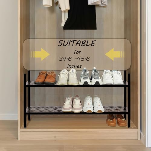 Shoe Rack, 45.6" Expandable Shoes Storage Metal Shoe Shelf Stand 2-Tier Stackable Boot Organizer for Closet, Entryway, Garage, Bedroom, Door Entrance, Black - color: Black, size: 2 Tier