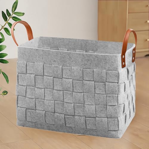 boldmonkey Blankets Basket 16.5 " x13 x13 , Large Storage Baskets for Organizing Rectangular, Living Room Dog Toy Bin for Dirty Clothes, Pillows, Towel-Light Gray - color: Light Gray