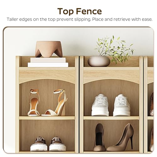 YATINEY 9-Tier Tall Shoe Rack, Wooden Shoe Storage Organizer, Narrow Shoe Cabinet with Removable Shelves for Small Spaces, Holds 9 Pairs of Shoes, for Entrance, Hallway, Natural SS02NL - color: Natural, size: 10.2''L x 13.4''W x 65.7''H