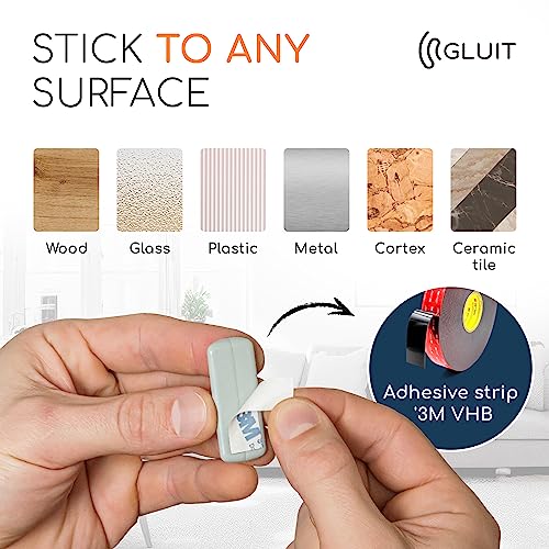 GLUIT Cord Organizer for Desk, Cable Holder for Nightstand, Charger Organizer, Adhesive Desktop Wire Clips, Multislot Cable Management, Table Organizer Accessories - 5 Pack, 15 Slots, Grey - color: Grey