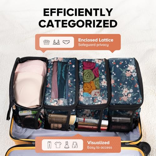Suitcase Organizer, Travel Luggage Organizer Hanging Shelves Packing Cube Closet/Collapsible Portable Travel Organizer for Carry-on - color: Berry-S-4 Tier, size: Small