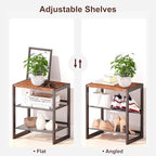 CHEMPFR Narrow 3-Tier Shoe Rack, Slim Space-Saving Shelf with Decorative Wood Top & Steel Mesh, Entryway/Closet/Dorm Organizer, 16.5x11.8x19.8 Inches - size: 3 Tier (16.5″x11.8″x19.8″)