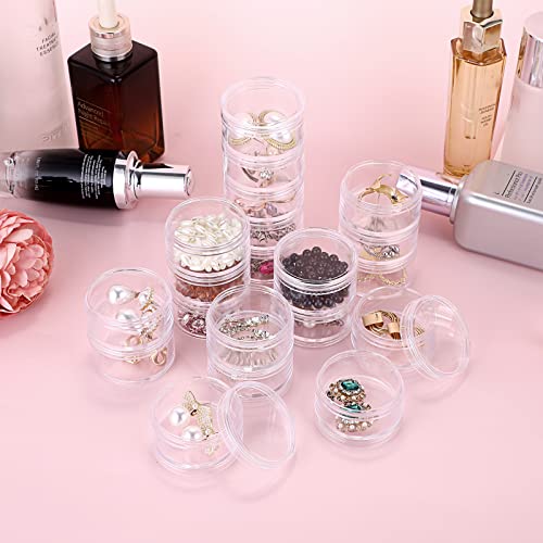 Hipiwe 4 Set Stackable Cosmetic Containers with Screw Lids Plastic Sample Jars 30ml Clear Empty Jars Makeup Sample Containers Nail Accessories Organizer - size: 4Packs 1.9"D x 4.8"H