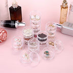 Hipiwe 4 Set Stackable Cosmetic Containers with Screw Lids Plastic Sample Jars 30ml Clear Empty Jars Makeup Sample Containers Nail Accessories Organizer - size: 4Packs 1.9"D x 4.8"H