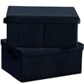 HOONEX Linen Foldable Storage Bins with Lids, 2 Pack, Storage Boxes with Carrying Handles and Sturdy Heavy Cardboard, 16.5" L x 11.8" W x 7.5" H for Shoes, Books, Clothes, Nursery, Dark Grey - color: Dark Grey