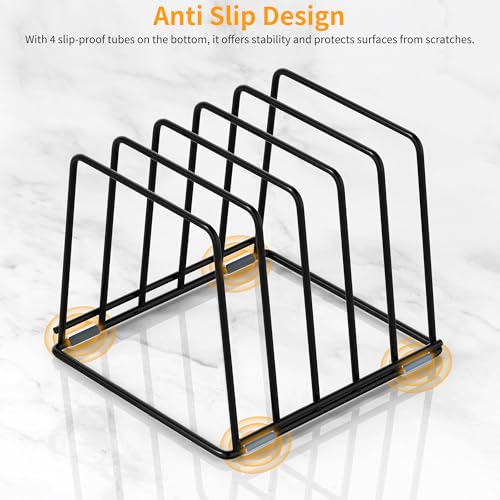 Cutting Board Organizer Kitchen Organizer Rack for Cutting Board, Bakeware, and Cookie Sheet, 5-Slot Heavy-Duty Steel Cookware Holder,Rust-Resistant with Anti-Slip Feet (2, Large) - size: Large（2PCS）
