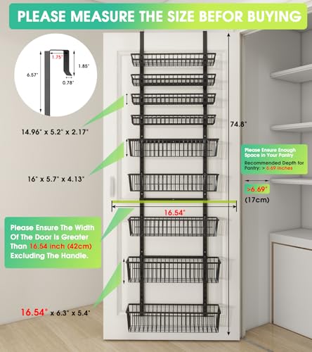 Mefirt 9-Tier Over The Door Pantry Organizer, Pantry Storage and Organization, Black Metal Hanging Spice Rack Seasoning Shelves Door, Wall Mount for Home & Kitchen, Laundry Room Bathroom Organization - color: Black, size: 9-Tier (16.54"W)