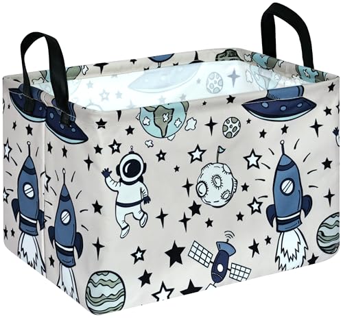 Rec Spaceman Print Box Hamper Storage Basket Collapsible Organizer Bin Gift Shelf Baskets for Home and Kitchen Storage - color: Space