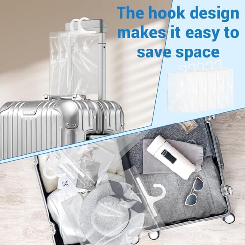 24 Pcs Hanging Storage Bags, Reusable Clear Hanging Bags, Hook Hanging Bags for Classroom, Library, Pharmacy, Armoire, Bathroom(10'' x 12.5'')