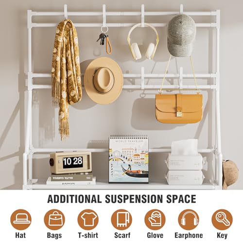 OYREL Shoe Rack 8 Tier Large Shoe Organizer Storage 32-40 Pairs Metal Shoe Storage Rack with Hooks and Side Pocket for Entrance Entryway Closet Shoe Shelf Holder - color: White, size: 8 Tier