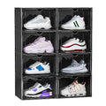 8 Pack XL Shoe Storage Box Organizer,Drop Side Large Shoe Boxes Clear Plastic Stackable Container,Magnetic Sneaker Display Case, Fit up to US 13（13.4”x 10.6”x 8.3”(8 Pack Black) - color: XL 8 Pack Black