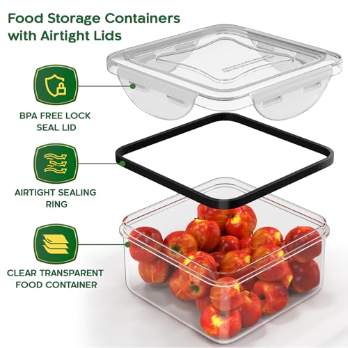 44 Pcs Food Storage Containers with Lids Airtight- (22 Stackable Boxes-22 Lids) Plastic Meal Prep Container for Pantry Kitchen Organization, Microwave, Dishwasher, Freezer Safe -100% Leak Proof - color: 44Pcs