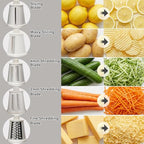Upgrade Rotary Cheese Grater Shredder with Handle, Strong Suction Base, Multi-purpose Rotary Grater Slicer with 5 Interchangeable Blades for Ice, Vegetables, Fruit, Nuts with Blade Storage Box - color: White+Green