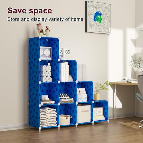 UNKU Cube Storage Organizer, 10 Cube Closet Organizer Storage Shelves, DIY Stackable Bookcase, Clothes Organizer Shelf for Closet, Bedroom, Living Room, Cabinet, Home, Office, Blue - color: Blue, size: 10cube