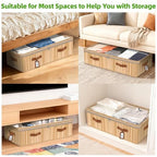 Livole Bamboo Under Bed Storage, 6 inches Underbed Storage Containers, 56L XXL Under Bed Storage Bins with Clear Lid & Label for Clothes, Blankets, Sweater, Shoes, 1 Pack - size: Standard - 6"H