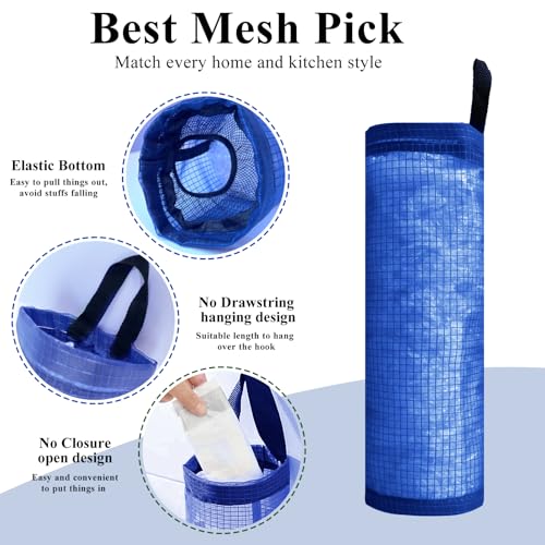 TOGETRUE Plastic Bag Holder, Mesh Grocery Bag Holder Hanging Storage Bag Dispenser (Navy Blue 2 Packs) - color: Navy Blue 2 Pack