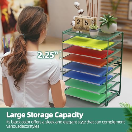 Simple Trending 2 Pack 8 Tier Letter Tray Paper - Mesh Desk File Organizer for Office School Desktop, Green - color: 2 Pack 8 Tier Green-Mesh Desk