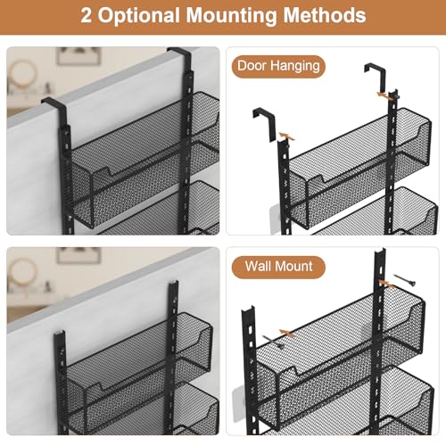VyGrow Over The Door Organizer, 8-tier Metal Door Organizer Hanging with Adjustable Baskets, Behind The Door Storage for Bedroom Closet Bathroom Pantry Cabinet Kitchen, Black - color: Black, size: 8-Tier