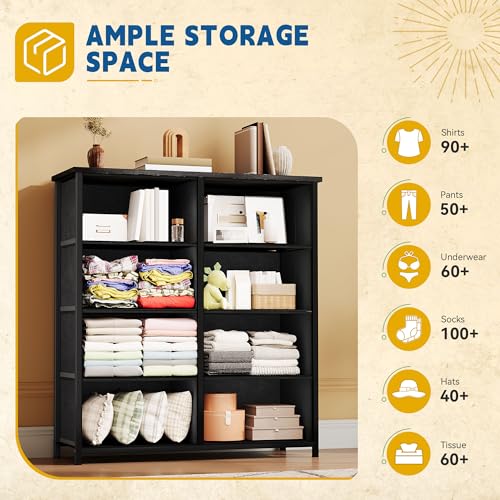 DWVO Fabric Dresser for Room, Rustic Storage 8 Drawers, Dresser & Chest of Drawers, Storage Drawer Organizer for Closet, Living Room - color: Rustic Brown, style: 8-Drawer