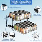 BOIVSHI 2-Tier Pull Out Spice Rack, Spice Rack Organizer, Pull Out Spice Racks for Inside Cabinets, Height Adjustable Heavy Duty Metal Basket for Inside Cabinet & Pantry (13.5''Wx10.5''Dx9.5''H) - size: 2 Tier,13.5''Wx10.5''Dx9.5''H
