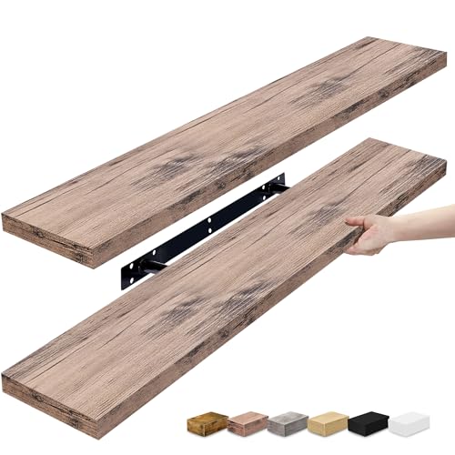 Sorbus Floating Shelves for Wall - 35 Inch Long Bathroom Shelves, Wall Decor for Bedroom, Kitchen, Living Room & Book Storage - Mounted Floating Shelf with Invisible Brackets (Mahogany, 2 Pack) - color: Mahogany, size: 35 Inch, style: 2 Pack