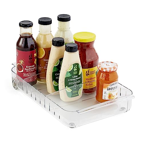 YouCopia RollOut Fridge Caddy BPA-Free Clear Rolling Refrigerator Organizer Bin with Adjustable Dividers and Handles, 9" Wide - size: 9" Wide