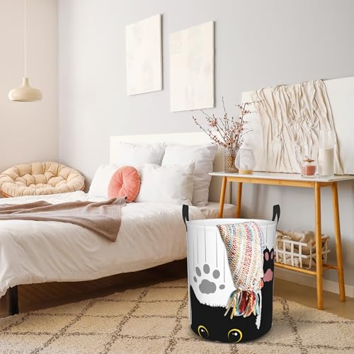 Laundry Basket, Dirty Clothes Basket, Foldable Waterproof Oxford Cloth Storage Basket for Bedroom, Bathroom, Clothes,Large Storage Basket Home Decoration(Black Cat) - color: Black Cat,Cute Funny Cat