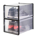 OnDisplay Clik Stackable Interlocking Shoe Box System (Medium Clear/Black, Set of 2) - color: Medium Clear/Black, size: Set of 2